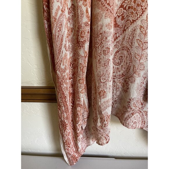 Nicole Miller New York 100% Viscose Tan Orange Wrap Shawl Cover Up Boho Bohemian - Picture 5 of 6